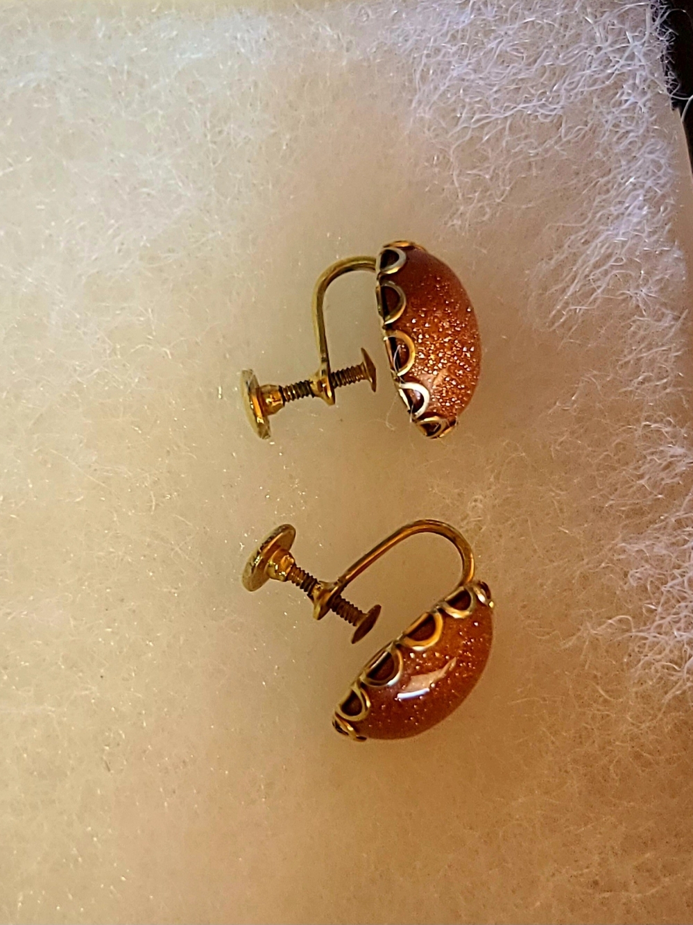 Source Unknown Goldtone Brown Glitter Dome Screw-Back Earrings